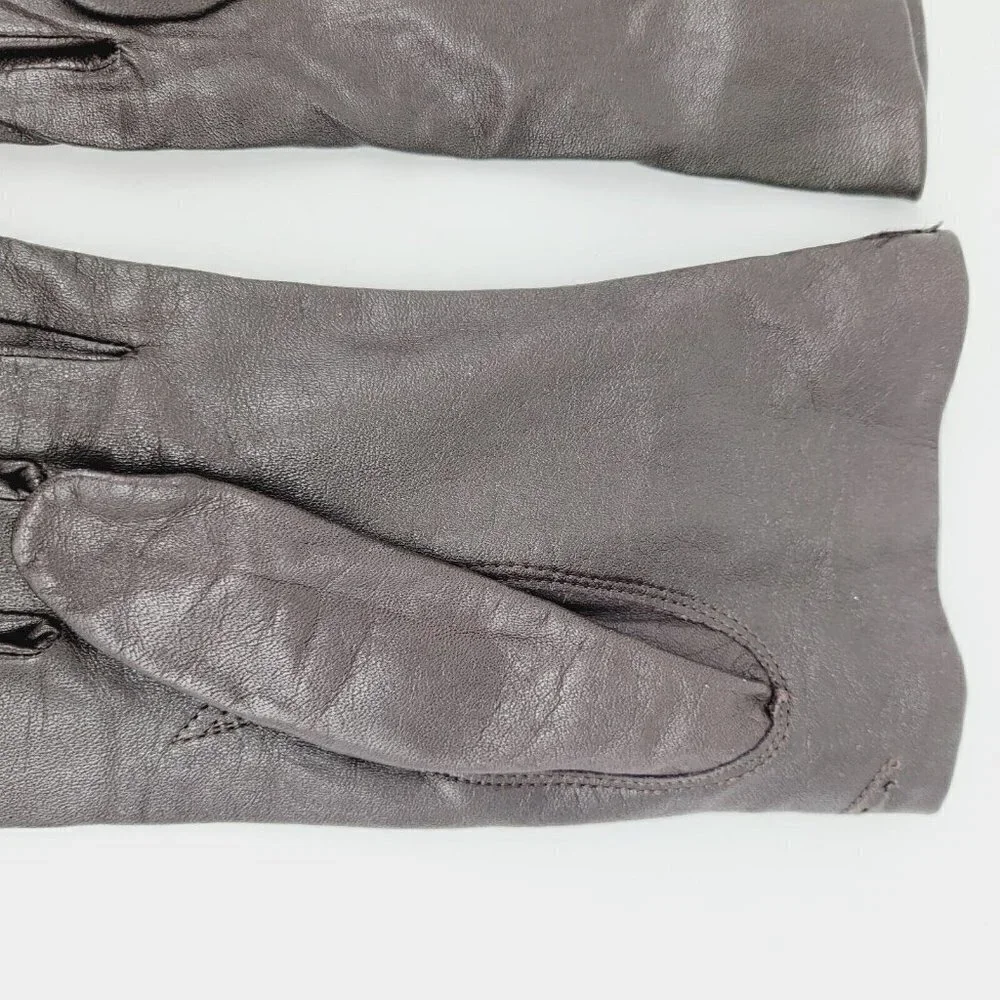 Vintage Brown Leather Driving Gloves Women Japan Sz Lg (Modern Med) Nylon Lined